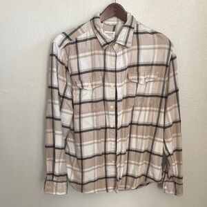 American Eagle Tan and White Checkered Shirt
